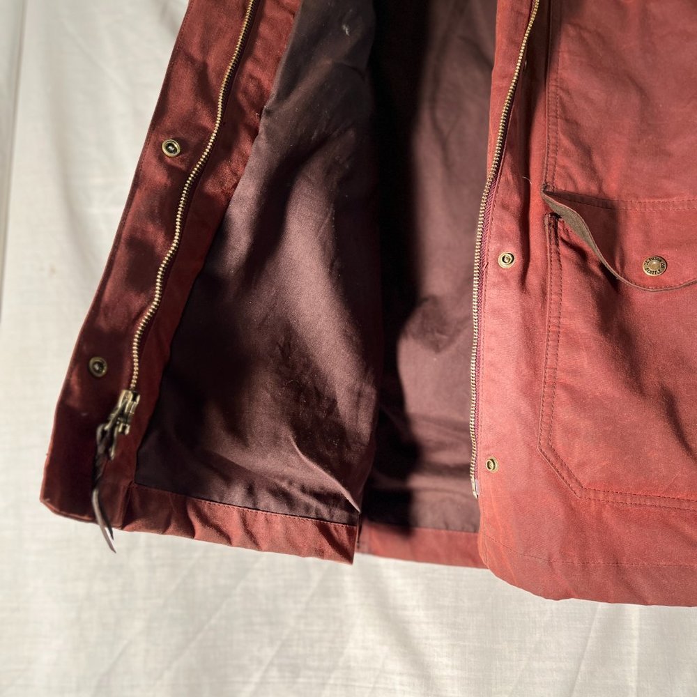 Womens Moorcroft Jacket + Hood SMALL Red Burgundy Outerwear Chore Wax Canvas NEW - Picture 7 of 16